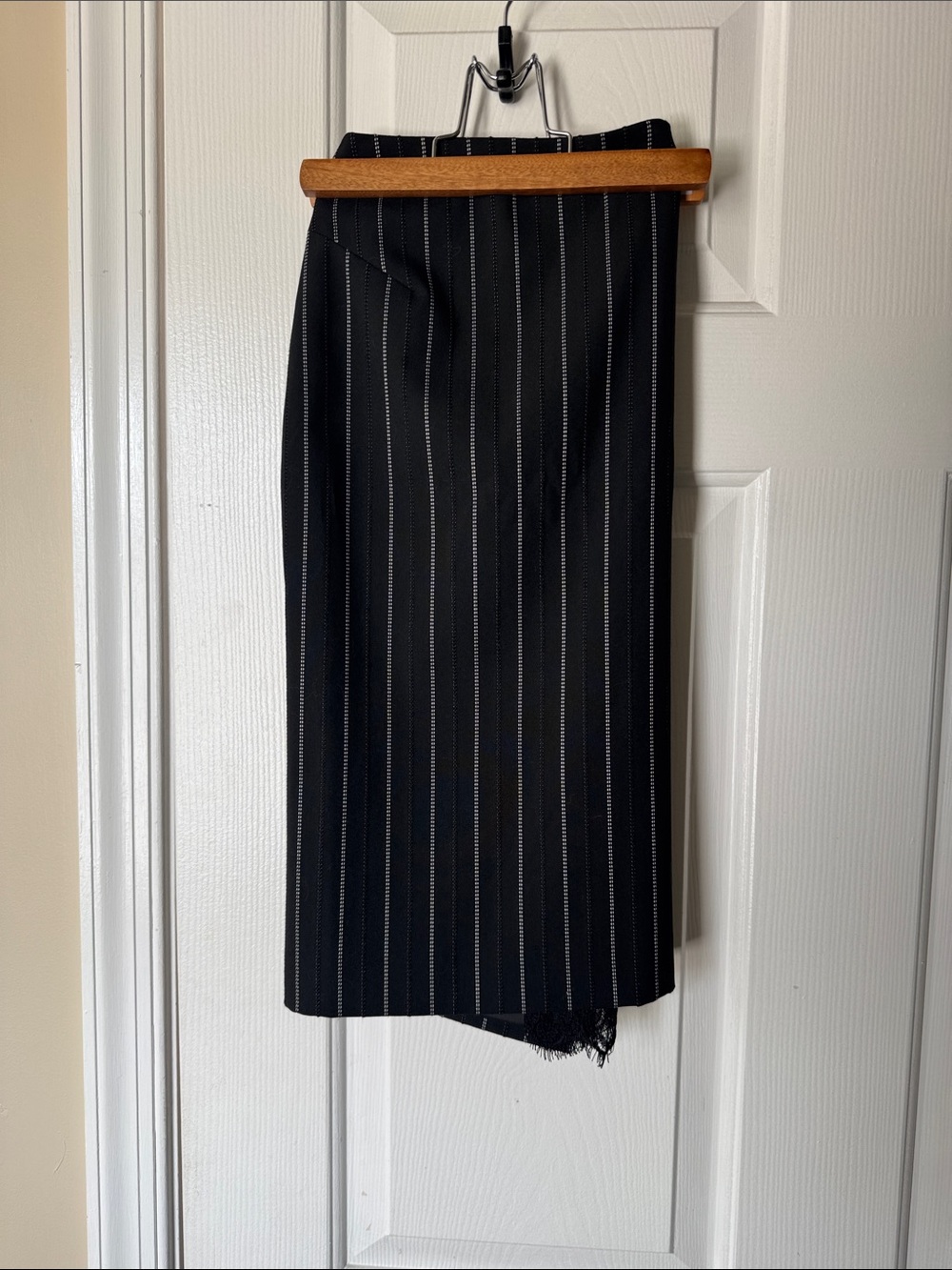 Express Black Pinstripe Midi Skirt